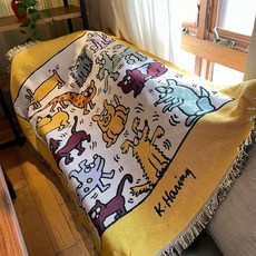 담요 스타일 룸 침실 빈티지 커버 더블/3인용 0x60cm 거실 수평버전 소파 소파, 1개, P. 노란색 그래피티세로 버전 30x60cm 소파 인용