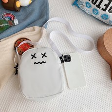 하라로이 크로스 핸드폰가방 엑스눈표정 화이트 ONE SIZE