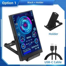 컴퓨터 보조 모니터 3.5인치 IPS Type-C USB 디스플레이 320x480, 블랙