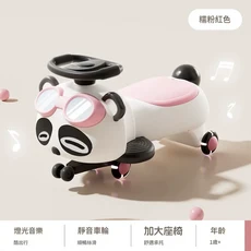 PANDA 兒童扭扭車 適用於1歲以上, 糯粉色 悅享款 音樂燈光 輕音閃光輪 牽引繩, 1個