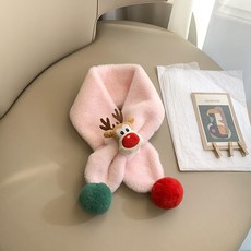 목도리 머플러 겨울 귀여운 사슴 디자인 보온 넥워머, 핑크