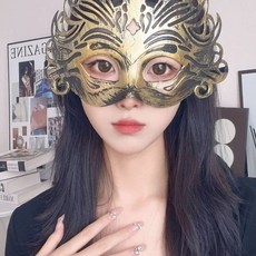 무도회가면 중세시대 오페라가면 여왕 마스크걸 캐쉬 파티 앤티크 실버 반면, 1개, A. 앤틱 골드