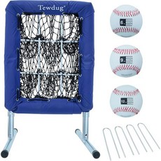 77피트 야구 소프트볼 훈련 네트 휴대용 던지기 네트로 타격 및 투구 연습용 휴대 가방 지상 말뚝 포함 모든 연령대용 장비, Blue, 파랑