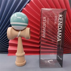 純木防滑劍玉kendama技巧球：懷舊童玩，新手適用，木製拋接劍球，訓練手眼協調, 淺藍色 淺藍白線PU, 1個