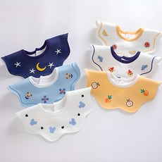 HARAROI 幼兒用圓形波浪邊圍兜 6入組