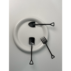 가든인 스텐 티스푼 3pc 카페 인테리어 소품, 일반삽, 포크, 사각삽, 1세트