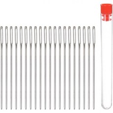 하핑턴 20개 대형 눈 뭉툭한 재봉 바늘 2mm 다이아 다닝 스테인리스 스틸 태피스트리 실 뜨개질 크로치팅 가죽 작업을 위한 보관 튜브 2.76인치, Silver Tone, 1.25x52mm