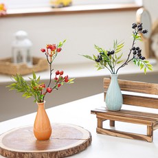 동글동글 귀여운 열매 조화 인테리어 소품 화병 28cm 테이블 장식 꾸미기, 1개, 화이트베리_옐로우화병