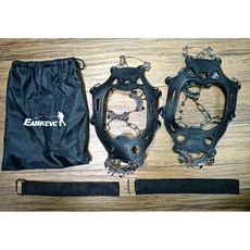 伊凱文戶外 EAMKEVC 簡易冰爪 附魔鬼氈束帶 防滑鞋套 13爪 泥地防滑 一袋2入, 黑