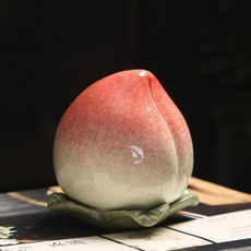 陶瓷祝壽桃子茶葉罐 密封擺件 送長輩生日禮物, 單個桃子簡裝, 1個