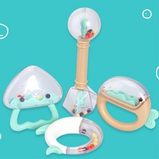 0세 EQ발달 오감자극 파스텔민트 물고기모양 4종 딸랑이 영아 돌쟁이, 1개