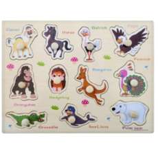 가베가족 바른손잡이 퍼즐 세계동물, 기본 믹스, 4개