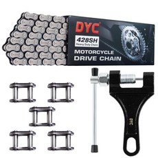 DYC 428H 오토바이 체인 122 링크 브레이커 포함 125 150 200cc 미니 바이크 더트 고카트용 428 고강도 SSR TaoTao Coolster Apollo Ba, 428H-122L
