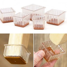 사각 투명 의자캡 21mm 4P 의자 발커버 긁힘 소음방지 소음방지패드 의자 받침 발커버 바닥긁힘방지 dew+22900Pq