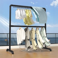 STYLE格調 雙層水管曬衣架 HA-016 雙層衣架 簡約掛衣架 直播吊衣架 吊衣桿 晾衣架 市集曬衣架 衣帽架, 黑色
