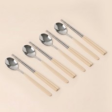 연화삼월 304스텐 수저세트 2인/4인 한식 수저세트, 1세트, 숟가락(4p) + 젓가락(4p), 그림화이트 1세트, 숟가락(4p) + 젓가락(4p), 그림화이트