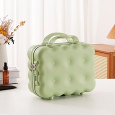 새로운 14인치 화장품 케이스 귀여운 미니 수납함 기념품 휴대용 여행 가방 대용량 스, 잠금장치가 있는 과일녹색 로우엔드 모델
