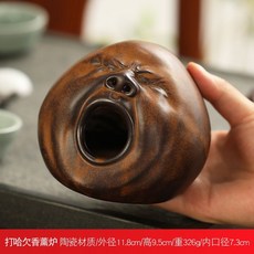 創意打哈欠造型香薰爐 陶瓷材質 茶道擺件, 1個, 創意中式復古打哈欠香薰爐,不含盤香僅香爐