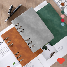 주방용품 다이어리 6공 만년 일기장 가죽 다꾸, 핑크