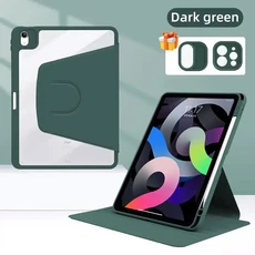 360 ° 회전 iPad 케이스 2024 Air 11 13 M2 Pro M4 4 5 10.9 7/8/9th 10th Gen Mini 6 커버, 01 iPad mini 6, 06 Dark green