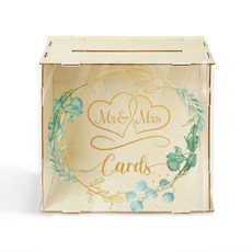 플랫 푸투오 데코 웨딩 리셉션 장식품 행사 파티용 우든 카드 박스 선물용, 1개, 2. W121MA-0017361