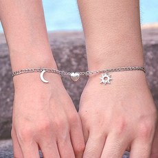 패션팔찌 우정 커플팔찌 써지컬하트 자석 실버