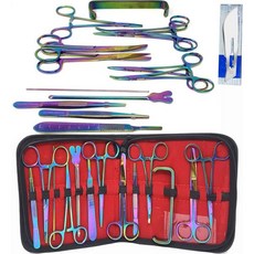 23PCS 고급 해부 키트 멀티 컬러 무지개 생물학 및 해부학 학생 스테인리스 스틸 도구 없는 케이스 메스 나이프 핸들 블레이드 수의 식물학 실험실 동물 개구리 벌레 바이 A2