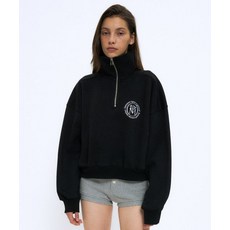 PARTIMENTO WOMEN 클래식 로고 하프 집업 스웻셔츠_블랙 370442