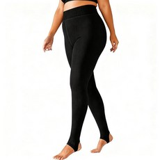 QPN 여성용 하이 웨이스트 플리스 안감 타이츠 블랙 보온 팬티 스타킹 겨울 가을 봄용 3가지 두께 옵션 블랙.