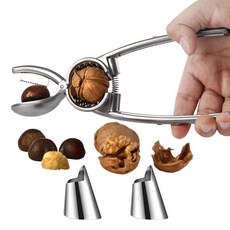 板栗開口器 板栗夾剝栗子神器 核桃夾 十字去皮栗子刀 剝殼工具 家用, 板栗核桃夾:銀+2只護指套, 1個