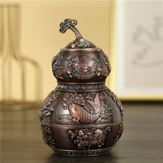 臺灣出貨 牙籤盒 按壓防塵個性創意客廳茶几牙籤罐廚房餐桌牙籤筒底部開瓶器, 招財進寶 葫蘆紅古, 1個