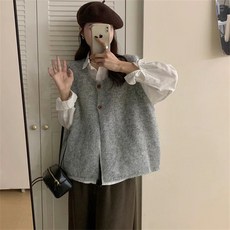 TKX 여성 조끼 겨울용 베이직 따뜻한 양모 혼방 베스트 작업복 레트로 여행용