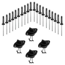 shangren 유니버설 4 pcs 카약 카누 보트 딩기 드레인 플러그 나사 마개 교체 + 20 pcs 트라이 그립 트라이 폴드 트라이 전구, 설명, 블랙, 실버, 1개