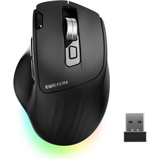 EWEADN C2 인체공학적 무선 마우스 RGB 충전식 블루투스 4000 DPI 광학 추적 기능이 있는 2.4G 5개의 조절 가능한 노트북 PC 데스크톱용 콰이어트 클릭 컴퓨터 -, Black