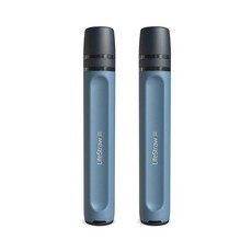 LifeStraw Peak Series - 백업 여과 비상 사태 생존 및 초경량 수분 공급을 위한 개인용 정수 필터 빨대 BPA 프리 다크 마운틴 그레이, 2 Pack- Peak Series, Mountain Blue