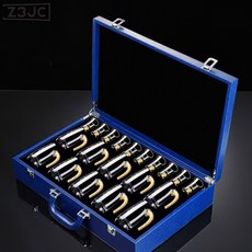 Z3JC 金箔白酒杯高級感水晶杯玻璃刻度分酒器烈酒杯一口杯酒具套組, 1個, 10杯10壺(藍色皮箱裝):如圖