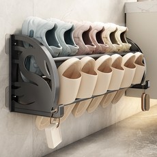 浴室架子拖鞋鞋架壁掛式打孔簡易衛生間家用收納門后置物架神器置物架收納架居家收納桌面收納陳列架儲物架居家生活好物, 黑色款【免打孔】,50cm, 1個