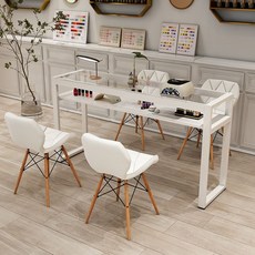 네일 테이블 가구 선반 책상 시술대 네일샵 작업대, 투명+화이트 160x40x78 2인용