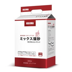 日本kojima 豆腐貓砂 可沖馬桶 生物酶四效合一 除臭 無塵 快結團膨潤土貓砂 混合貓砂, 1個, 2.5公斤