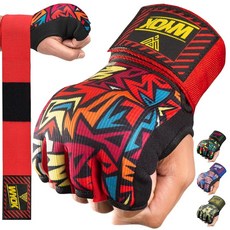 WYOX 젤 복싱 핸드 랩 내부 장갑 남성 및 여성용 80cm 빠른 손목 스트랩 무에타이 킥복싱을 위한 패딩 너클 보호 무술용 (마룬 L/XL)_180811, Wild Fire_180811