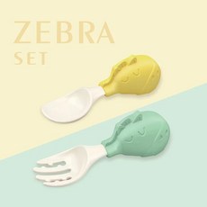 PUKU藍色企鵝 PPSU寶寶好味湯叉組 飛碟/斑馬造型 寶寶學習餐具, 黃色、綠色, 1個