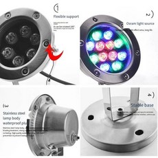야외 정원 조경 수영장 스포트 라이트용 LED 수중 조명 RGB 녹색 6W AC DC12V, 02 Green, 02 2Wx18led 36W
