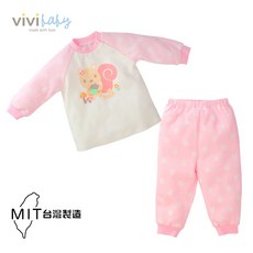 Vivibaby 台灣製造 純棉小松鼠嬰兒長袖套裝 粉色 寶寶服飾