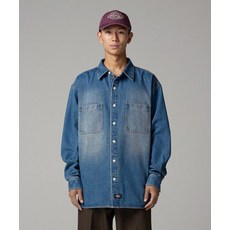 디키즈 DICKIES 더블 포켓 워시드 데님 셔츠 Medium Blue DIKU252LRSH002MB 165536