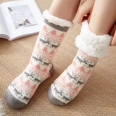 두툼한 양털 수면 양말 남녀공용 미끄럼방지 임산부 겨울 방한