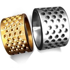 하이수 스테인리스 스틸 및 황동 골무 세트 - 손 바느질 스티치 퀼팅 뜨개질을 위한 내구성 있는 바늘 구조 손가락 보호대 2가지 크기, Size:L&M of 2Pcs