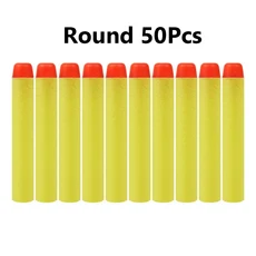50/100pcs 7.2cm Nerf 소프트 총알 다트 라운드 헤드 리필 스폰지 어린이 장난감 액세서리 Blasters 용, 07 50 Pcs Yellow round