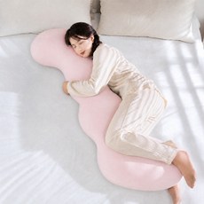 도림 웨이브 냉감 바디필로우 시원한 안고자는 롱 쿠션, 핑크