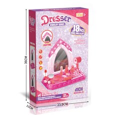 Dressser 模擬梳妝臺 玩具 附18件配件 適合3歲以上兒童, 梳妝檯玩具，包電3*AG13, 1個