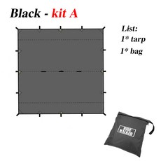 블랙 코팅 타프 4x4 방수 대형 부시크래프트 야외 캠핑 텐트 쉘터 DIY 19 걸이식 지점, 3x4, 03 black-kit A